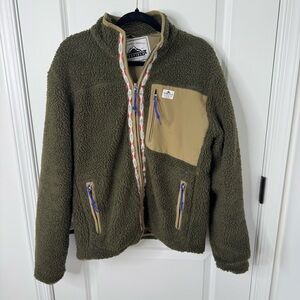 Penfield Olive Green and Tan Sherpa full zip Jacket xl